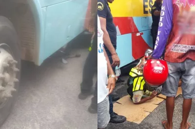 Homem fica ferido após acidente envolvendo moto e ônibus escolar em Alagoinhas
