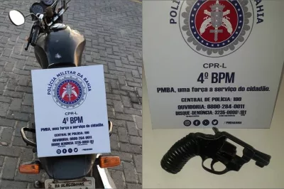 Alagoinhas: Policiais do 4° BPM recuperam moto roubada e apreendem arma de fogo
