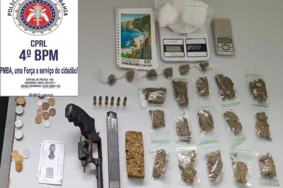 Alagoinhas: Polícia Militar apreende arma de fogo e prende homem por tráfico de drogas