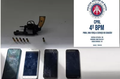 Alagoinhas: Polícia Militar prende suspeito de roubos, apreende arma de fogo e recupera celulares