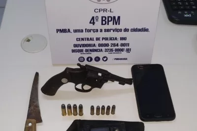 Alagoinhas: Policiais do Quarto Batalhão prendem homem em flagrante e apreendem arma de fogo