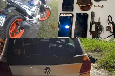 Policiais do Quarto Batalhão prendem dois homens em flagrante, apreendem arma de fogo e recuperam veículo roubado