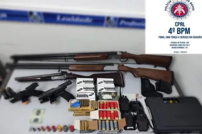 Após denúncia anônima, polícia apreende espingardas, pistolas e munições em Alagoinhas