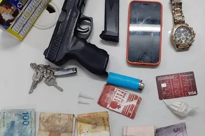 Araçás: Policiais do Quarto Batalhão apreendem arma e drogas com suspeito de roubo