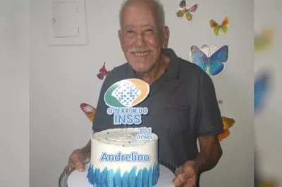 Idoso celebra aniversário de 121 anos com bolo temático: ‘O terror do INSS’