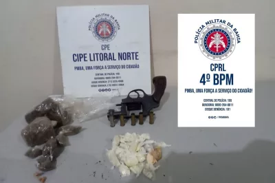 Inhambupe: Em ação conjunta, Quarto Batalhão e CIPE Litoral Norte apreendem arma de fogo e drogas
