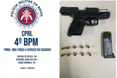 Alagoinhas: policiais do Quarto Batalhão apreendem pistola em blitz da Operação Paz no Trânsito