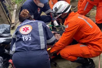 Homem cai em cisterna de 15 metros de profundidade e é resgatado por bombeiros no interior da BA