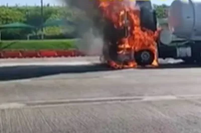 Feira: carreta pega fogo na BR-324 e deixa trânsito complicado na manhã desta sexta-feira