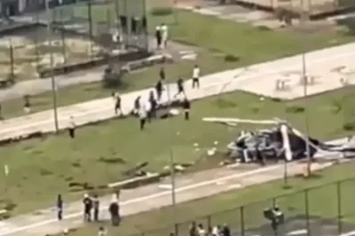 Queda de helicóptero deixa duas pessoas feridas em São Paulo