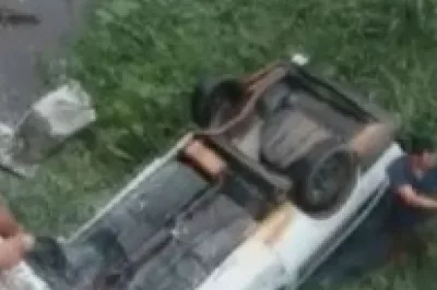 Carro despenca de ponte de sete metros e motorista sai ileso
