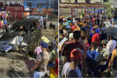 Carro desgovernado invade praça no interior da Bahia e deixa três pessoas feridas