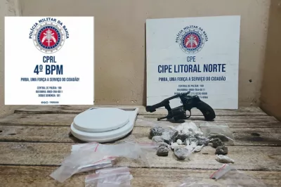 Policiais do Quarto Batalhão e CIPE Litoral Norte apreendem arma de fogo e drogas em Alagoinhas