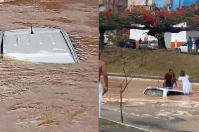 Carro é “engolido” após rompimento de adutora em avenida de Salvador