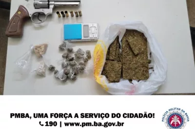 Policiais do Quarto Batalhão e CIPE Litoral Norte apreendem arma e drogas em Alagoinhas