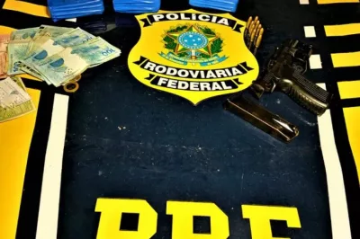 PRF flagra 3 homens com pistola argentina, cocaína e munições em trecho da BR-101