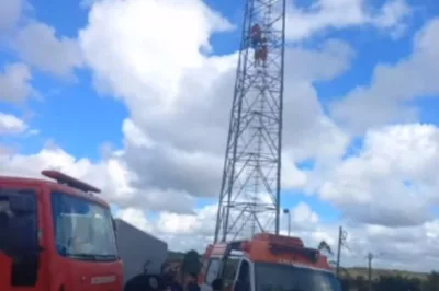 Alagoinhas: Homem é resgatado de torre de telefonia pelo Corpo de Bombeiros