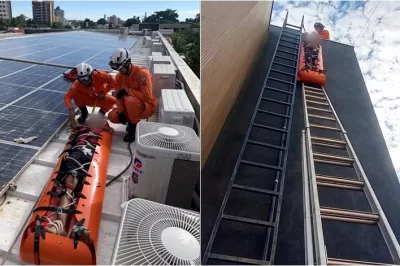 Jovem fica preso em cobertura de edifício durante brincadeira com amigos e precisa de resgate