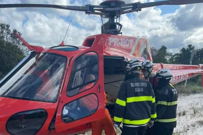 Helicóptero dos bombeiros resgata vítima de acidente de trânsito em Mata de São João