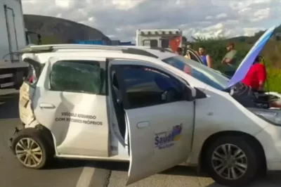Quatro pessoas ficam feridas em acidente envolvendo veículo da Secretaria de Saúde de Nova Itarana