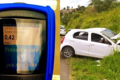 Motorista bêbado, dirige na contramão, faz ultrapassagem proibida e provoca acidente grave na BR-101