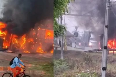 Em Jequié, ônibus de transporte público pega fogo; passageiros tiveram de sair às pressas