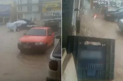 Fortes chuvas causam alagamentos no centro de Jaguaquara