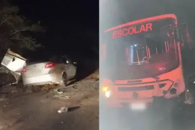 Quatro pessoas da mesma família morrem em batida de carro com ônibus escolar na Bahia