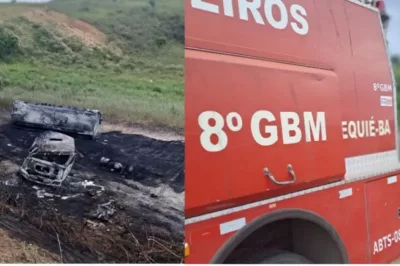 Caminhão-tanque de combustível tomba e motorista fica ferido na BR-330