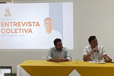 Gustavo Carmo realiza primeira coletiva de imprensa como prefeito de Alagoinhas