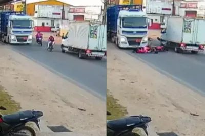 Câmeras registram momento exato de colisão entre duas motos no centro de Ipiaú
