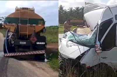Acidente entre van e caminhão-tanque deixa uma vítima fatal na BA-233, entre Esplanada e Acajutiba