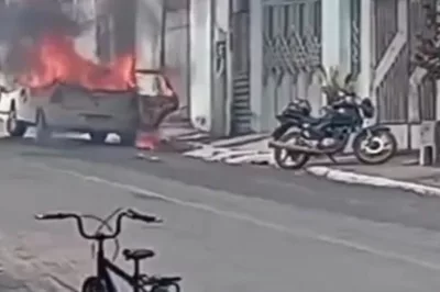 Carro pega fogo em Pojuca e um homem fica ferido