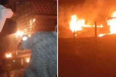 Carreta com carga de eucalipto tomba e pega fogo em Itaquara