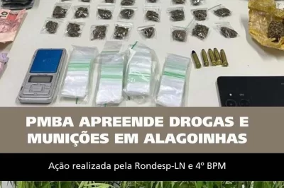 PM apreende drogas e munições durante ação conjunta em Alagoinhas